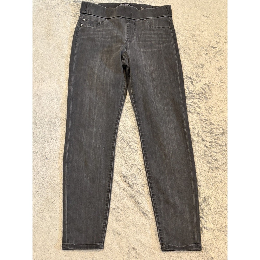 Liverpool Jegging Womens 8/29 Ankle Skinny Pull On Mid Rise Stretch Gray Casual
